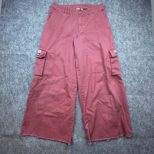 Adidas Pants Medium 14 Red Baggy Cargo Extra Wide Leg Streetwear Skater Hip Hop